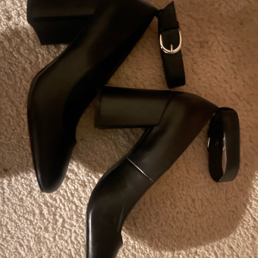Madden Girl Black Ankle Strap Block Heels - Picture 5 of 7